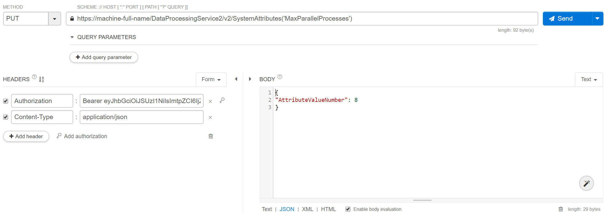 Modify system attributes with the Data Processing Service V2